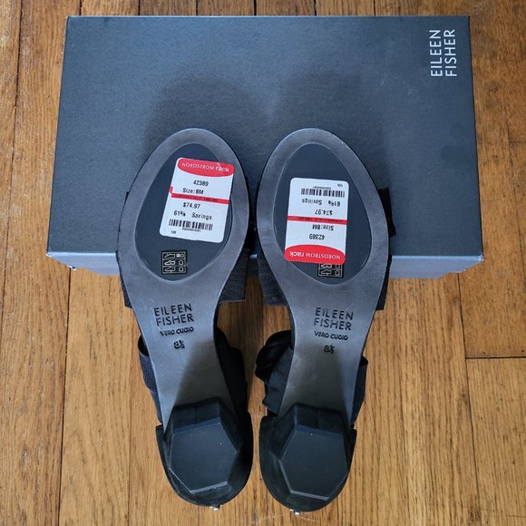 Eileen Fisher Joy Knotted Mesh Block Heel Sandals - 8 - NWT - Picture 7 of 8